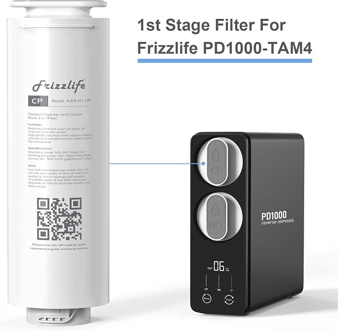 FRIZZLIFE ASR411 Replacement Filter Cartridge for PD1000-TAM4 Reverse Osmosis System (1st Stage)