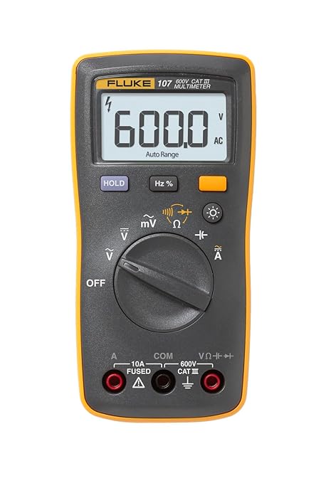 Fluke 107 AC/DC Current Handheld Digital Multimeter, Gray | AC/DC Current