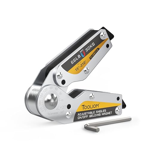 TOOLIOM Adjustable Angle On/Off Welding Magnet 15°-210° Angle Magnetic Welding Holder 66LB/30KG Switchable Pull Force Welding Accessory