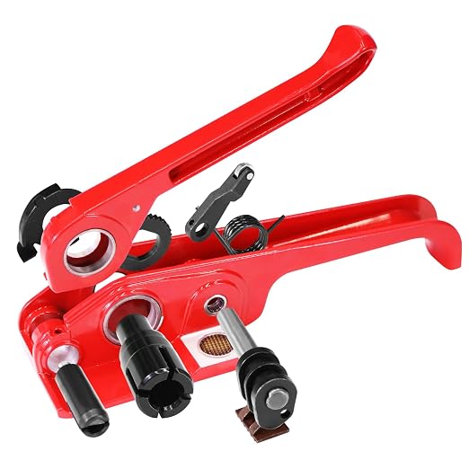 Heavy Duty Banding Strapping Tensioner & Cutter Manual Packaging Tools Windlass for 1/2"-3/4" Width Polyester Poly Strap(red)