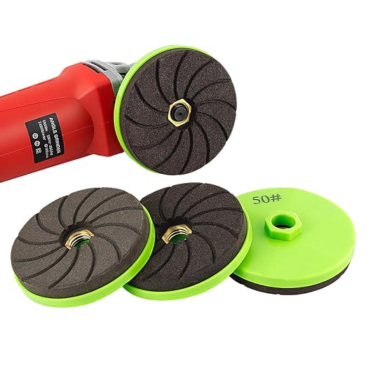 LOZLIN Diamond Polishing Pads, 3 Pack 4 Inch, for Tile, Marble and Granite, Chamfering, Edge Shaping, 50/100/200 Grit, Angle Grinder