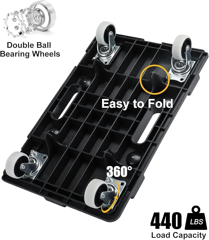 Furniture Movers Dolly Furniture Movers with Wheels, Portable Moving Rollers Leg Dollies for Heavy Furniture, 4 Wheels Small Flat Dolly, 880 Lbs Capacity