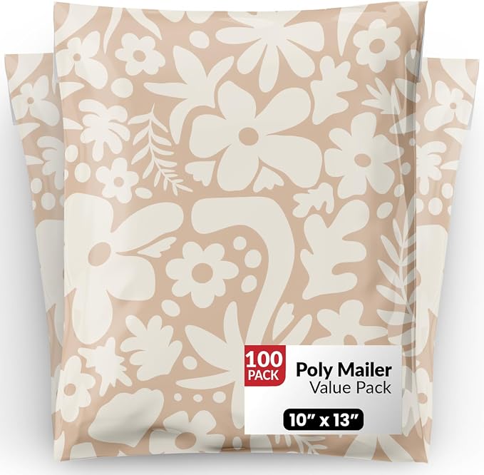 Package Mint Poly Mailers 10x13-100 Pack Boho Tropical Design Poly Mailer Shipping Bags - Waterproof, Tear-Resistant, Self-Adhesive Seal - Decorative Mailing Bags for Clothes and Accessories