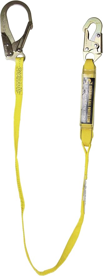 Guardian Fall Protection 01221 6-Foot Single Leg Shock Absorbing Lanyard with Rebar Hook End