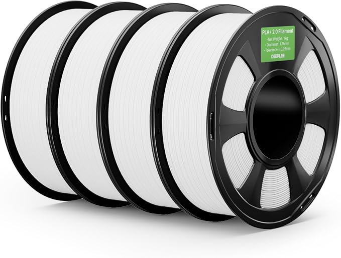 PLA+ 2.0 Filament 1.75mm, Stronger Toughness 3D Printer Filament, White 4KG, Upgrade PLA Plus 3D Printer Filament, High Speed PLA+ Filament for Most FDM 3D Drucker