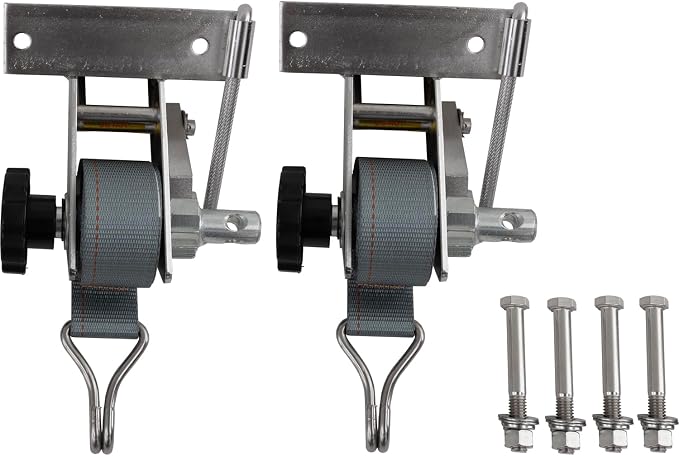 Buyers Products 5480006 Square Tube Ladder Rack Rachet Strap, Stainless Steel, 2 Pack, 7ft x 1-1/2 in, Double J Hook, Ladder Rack Straps, Pickup Truck Contractor Rack, Pickup Truck Cargo Accessories