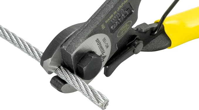 Tsunoda WC-150 Wire Rope Cutter 6-Inch, Cuts Steel Rope up to 4mm, No-Fray Clean Cut, Made in Japan