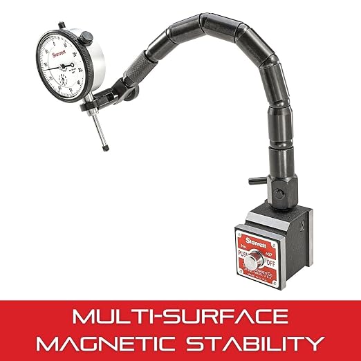 Starrett Magnetic Base Indicator Holder, High Precision, Adjustable Arm, Strong Magnetic Grip, for Machinists & Engineers, Versatile Positioning - 657TW
