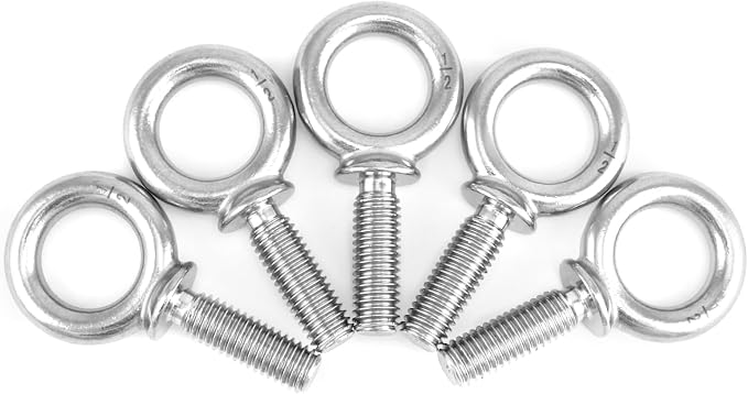QWORK Machinery Eye Bolt, 10 Pack 1/2" -13 x 1-1/2" Marine Grade 304 Stainless Steel Shackle, Lifting Ring Threaded Eyebolt Shoulder Eyebolts
