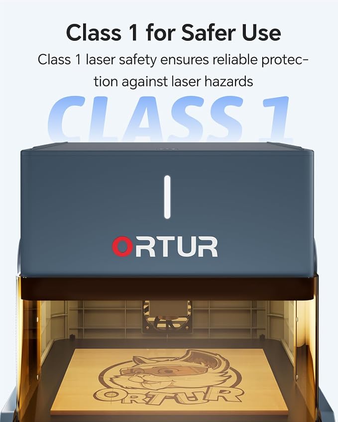 Ortur R1 5000mW Portable Laser Engraver and Cutter, Class 1 Foldable Laser Engraver, Exquisite Gift Box Packaging, APP Control Laser Engraver for Wood, Leather, Glass, Cloth (Misty Blue)