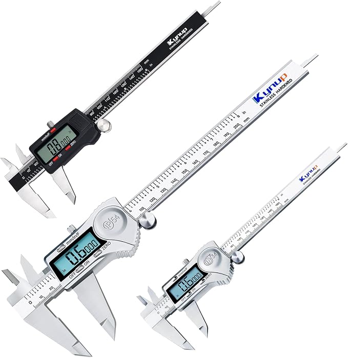 Kynup Digital Calipers, Caliper Measuring Tools IP54 Waterproof Protection Design, Stainless Steel Measuring Tools Easy Switch from Inch Metric Fraction, Large LCD Screen