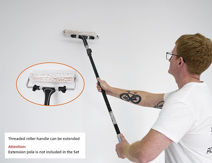 ROLLINGDOG 12 Inch Paint Roller Kit - 7 PC Complete Painting Tool Kit for Home & Professional Use,Includes Adjustable Paint Roller and Microfiber Roller Covers