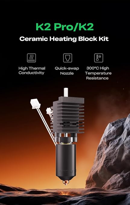 Creality K2 3D Printer Ceramic Heating Block Kit, 300℃ High Temperature Resistance, High Thermal Conductivity, Quick-swap Nozzle