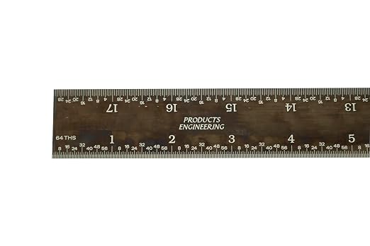 PEC Tools 18" Rigid Machinist Rule, Stainless Steel Ruler with Black Chrome Finish, High-Contrast Easy to Read, 4R Graduaction (1/8", 1/16", 1/32", 1/64"), Made in USA