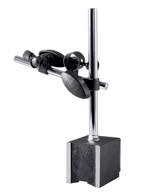 Accusize Industrial Tools 110 lbs Magnetic Base for Industrial Precision Indicators, with Fine Adjustment in Strong Cardboard Box, P900-S301 | On/Off Switch, V-Groove Bottom, M8 x 1.25 mm Tapped Hole, 2.28" x 1.96" x 2.16"