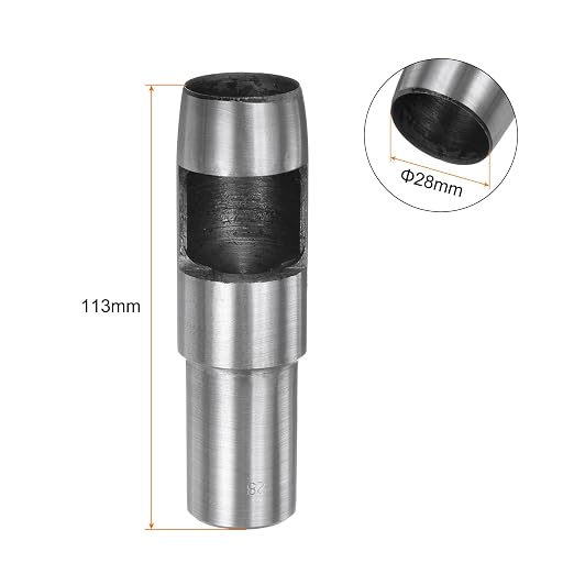 HARFINGTON Hollow Punch for Leather 28mm Round Hole Punch Tool for Belt Puncher Carbon Steel Single Punch for Watch Belts Cut Leather Craft Rubber Paper Fabric Plastic Soft Material