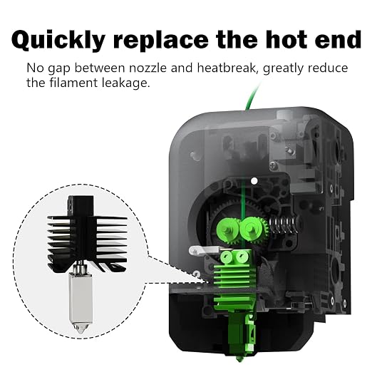 Upgraded 0.2MM P1S/P1P Hotend Full Assembly, Integrated Nozzle Leak-Free | Hardened Steel Nozzle, Ceramic Heater, Thermistor, Extruder Heating Block, High-Temp Resistant to 300℃ for Bambu Lab P1 Sery
