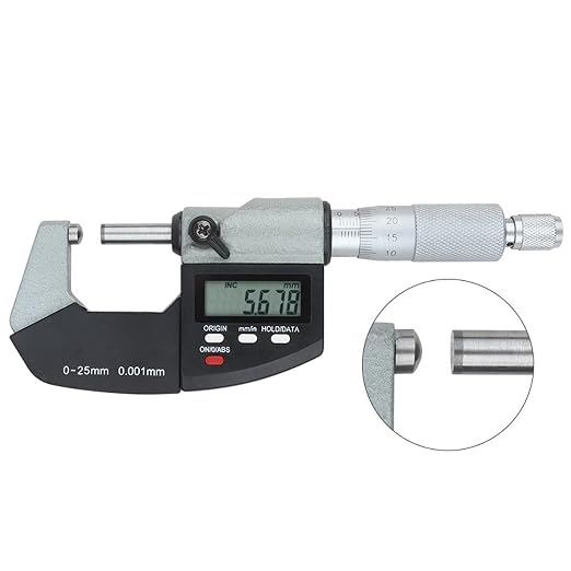 Digital Ball Anvil Micrometer with 0-1"/0-25mm Measuring Range Electronic Micrometer Measuring Tool, Inch/Metric