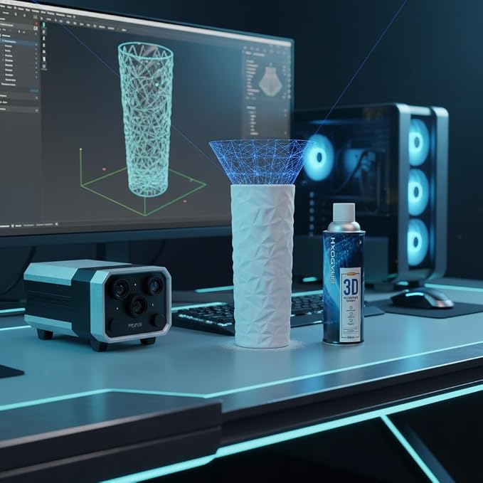 3D Scanning Spray for All 3D Scanners, with 3D Tracking Dot Marker, 200PCS 6.0 mm and 160PCS 3.0 mm, Safety Material, High Reflectivity, for Reflective, Transparent or Highly Textured Surfaces, 500ML