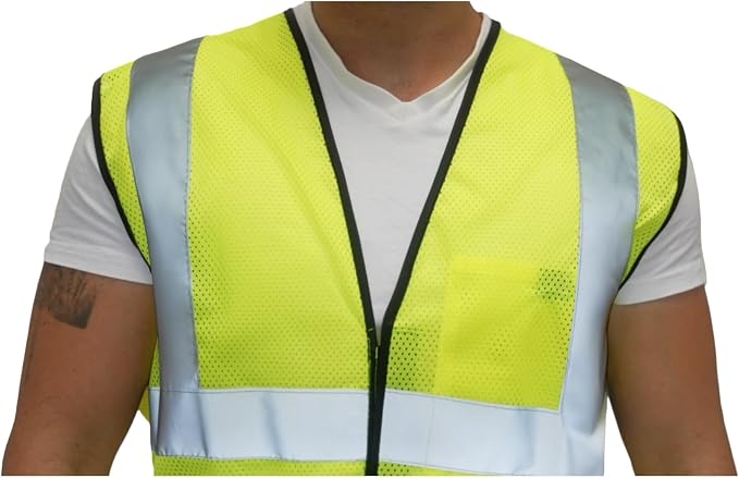 OccuNomix ANSI/ISEA 107-2020 Class 2 Type R Mesh Surveyor Vest - Reflective Safety Vest with Pockets, Dual Sizes (S/M-4X/5X)
