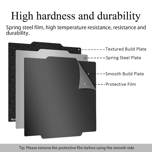 HzdaDeve Creator 5 Build Plate Dual-Textured and Smooth PEI Plate Sheet 256x256MM Heated Bed Spring Steel Flexible Platform Black Board for Flashforge Creator 5 Pro 3D Printer Accessories