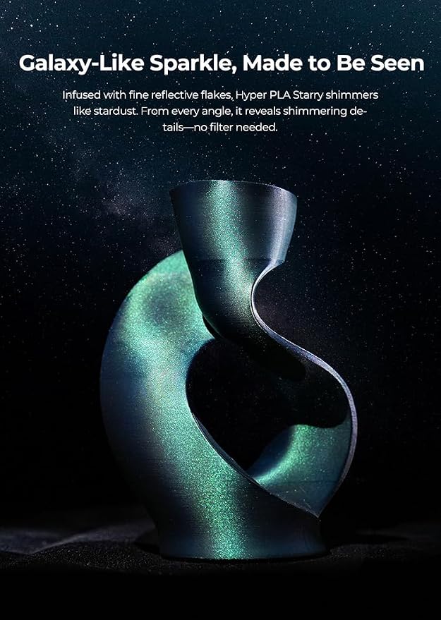 Creality PLA Starry Galaxy 3D Printer Filament, 1.75mm Sparkle PLA, Shimmering Stardust Finish, High-Speed RFID Smart Filament, Smooth Shine Fits for Most 3D Printers (Stardust Gray)
