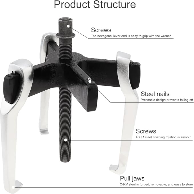 ChgImposs 2 Jaw 3 Jaw Gear Puller, Adjustable Bearing Puller, Reversible Removal Tool for Internal External Pulling, Puller Tool for Removal of Pulleys Flywheels Bearings Gears (6 Inch)