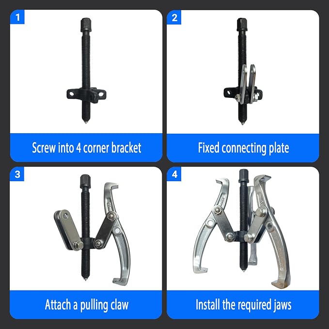 3" 4" 6" 8" Gear Puller Set,2 Jaw & 3 Jaw Bearing Puller Kit with Reversible Jaws,Cr-V Steel Heavy Duty Pulley Puller Tool for Internal External Bearing Gear Pulley Flywheel Removal.