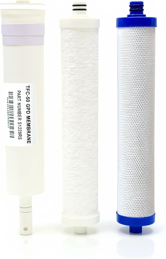 CLACK MICROLING TFC50 GPD COMPATIBLE MEMBRANE S-1229RS WITH FILTER SET (3 COUNT)-REPLACEMENT UNDERSINK WATER FILTRATION FILTERS