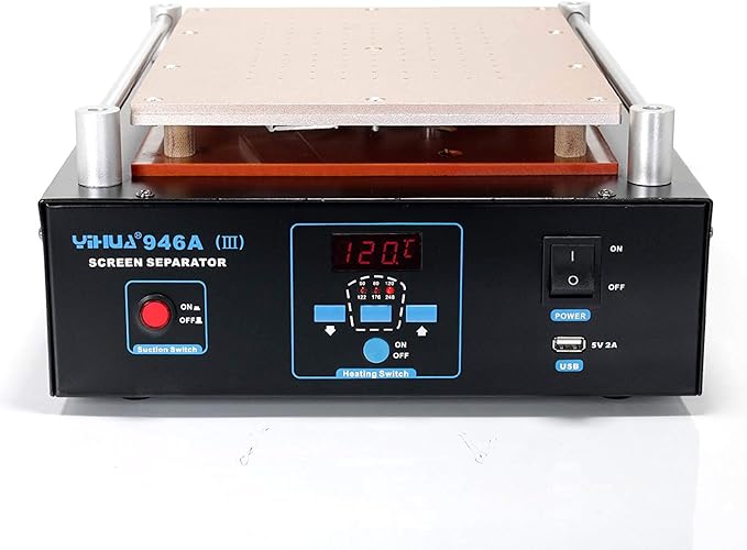 YIHUA 946A-III Digital LCD Screen Separator 5V 2A USB Power Supply with Built-in Long-Lasting Vacuum Pump for Mobile Ipad °F /°C （Aluminum Panel Size: 28cm x 22cm /11" x 8.7" ±0.05）