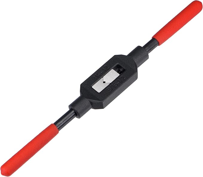 uxcell Adjustable Tap Wrench Handle for 3/16"-1/2" (UNC/UNF) / Metric M4-M12 Taps, Thread Tap Holder Reamer Hand Tapping Tool for Machinist Repair with Plastic Dipped Handle