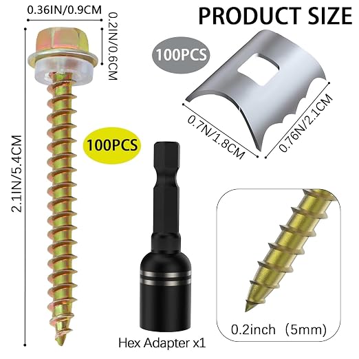 100 Pcs Stainless Steel Fence Staples Fence Nails for Softwood Reusable Fence Nails for Wire Mesh & Woven Fencing,Fence Fasteners with Wire Fixer, Easy Install & Remove with Power Drill