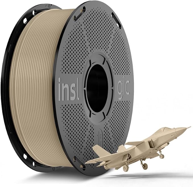 Inslogic Pre-Dried PLA Pro 3D Printer Filament, High-Speed Tough PLA Pro Filament 1.75mm ±0.02mm, Reusable Spool, Compatible with Bambu and More FDM Printers, 1kg (Wood-Like)