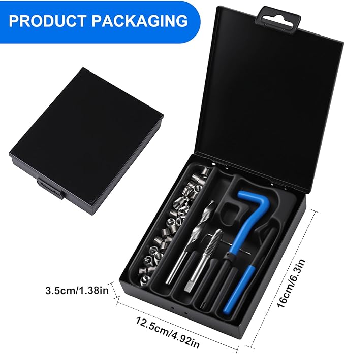 30PC SAE Helicoil Thread Repair Insert Kit, 5/16-18 inch Rethread | helicoil Thread Repair kit with HSS Drill Bits, Rethreading Inserts Tool Set for Damaged Thread Repairing with Carry Case