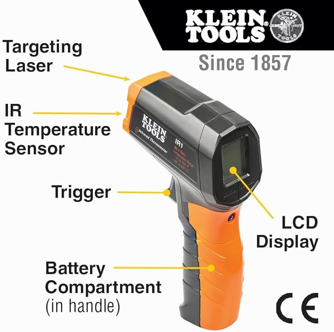 Klein Tools IR1 Infrared Thermometer + Klein Tools ET140 Pinless Moisture Meter
