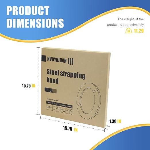 3/4" x .020" x 200' Black Steel Strapping Coil with Portable Dispensed Box Painted and Waxed Metal Band for Pallet Banding(1800 lbs Break Strength)