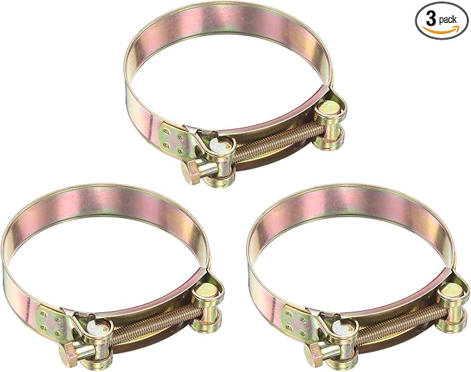 HARFINGTON 3pcs T-Bolt Hose Clamp 60-63mm (2.36-2.48") Galvanized Carbon Steel Adjustable Intake Radiator Pipe Clamps for Automotive Plumbing Industrial Pipes