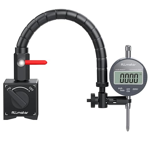 Digital Dial Indicator with Magnetic Base,0-1 Inch/25.4mm Dial Indicator Tools Set for Alogbment with Flexible Arm Base and Indicator Combo for Machine Shop,Automotive Repair & Industrial Use