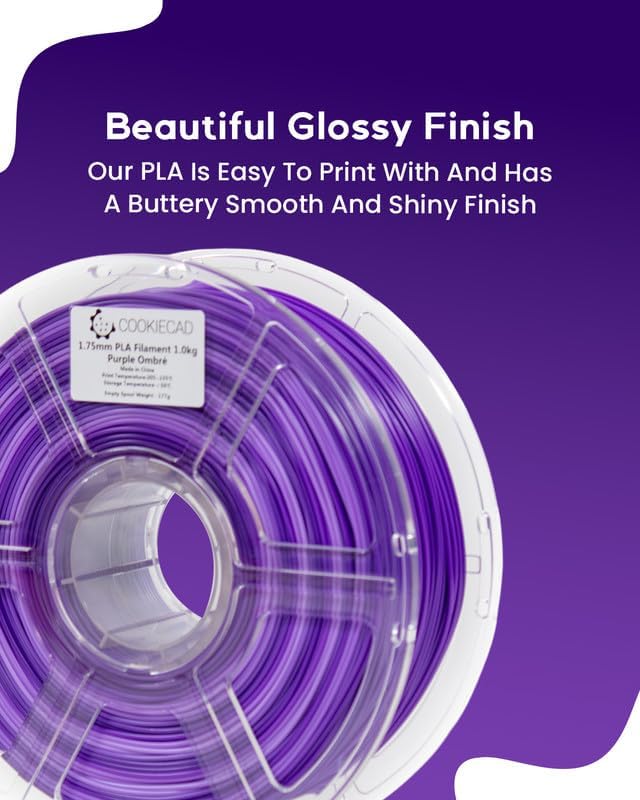 Cookiecad PLA Filament 1.75mm 1kg Rainbow Multicolor 3D Printer Filament - Purple Ombre PLA