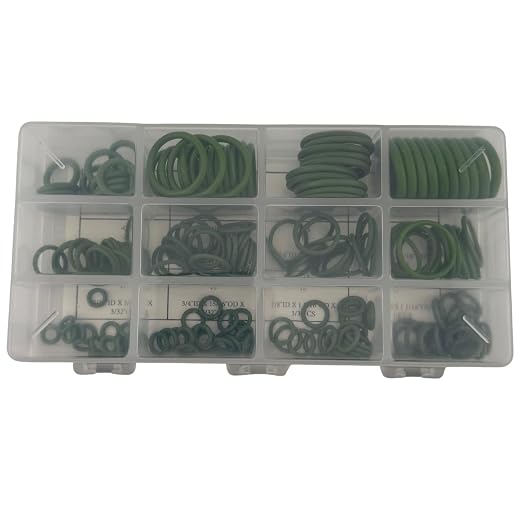 Stone River Products Automotive A/C O-Ring Kit, 200 Piece HNBR 70A Assortment, 12 AS568 Sizes, Green High Saturation Nitrile Seals for R-134a Refrigerant Systems
