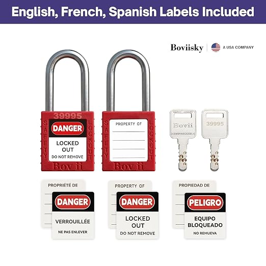 Lockout Tagout Station Kit with 5 Safety Padlocks and 2 Hasps | Wall-Mounted LOTO Organizer with 25 Lock Out Tag Out Tags and Ties for Maintenance Teams, Workshops and Industrial Facilities