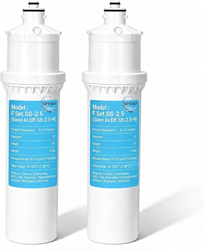 2-Pack SS-2.5 Water Filter Replacement – Replacement for Max Flow® SS-2.5 & EWS® SS-2.5 Water Unit, F.SET.SS-2.5 Direct Mount on Faucet, Reduces Chlorine, 10,000 Gallons per Filter