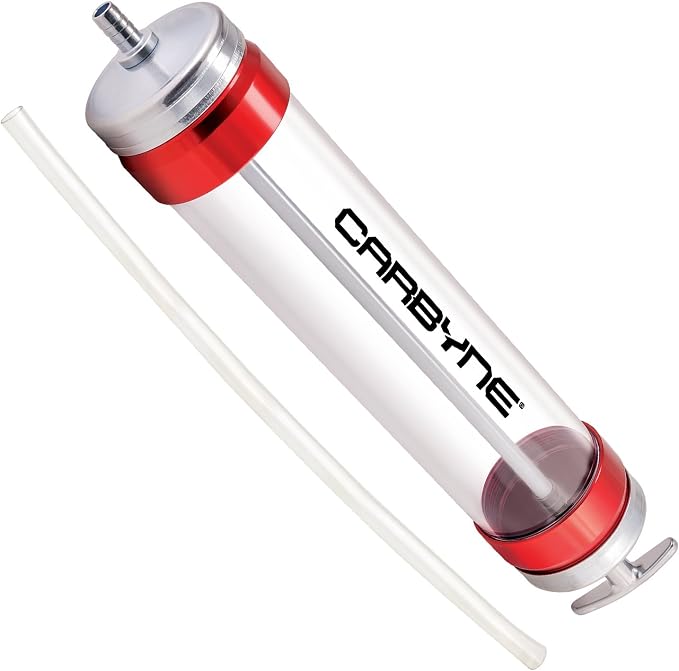 Carbyne Suction Gun, See-Through Barrel, 14 oz Capacity, 12 in. Flexible Hose, for Transmissions, Differentials, and Gear Boxes