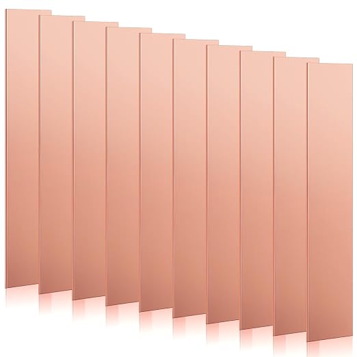 Yaocom 10 Pack Pure Copper Anode Sheet (99.995% Pure) for Plating and Electroplating, Copper Electrode Strip 0.04'' x 1'' x 6'' / 1mm x 25mm x 150mm