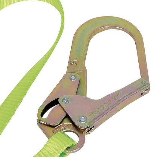 Peakworks Restraint Lanyard with Snap & Form Hooks - Lightweight, 1" Wide Heavy Duty Polyester Webbing, Hi-Vis Green - Use for Inspection Work, Construction, Demolition & Maintenance - 6 Ft Length