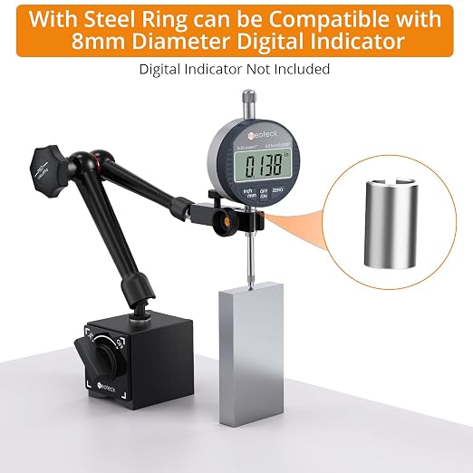 Neoteck Magnetic Base Stand for Dial Indicator, 176lbs/80kg Strong Magnetic Force, Flexible Arm Indicator Holder for Dial Test Indicators, Replacement Magnetic Base for Precision Measuring Tools