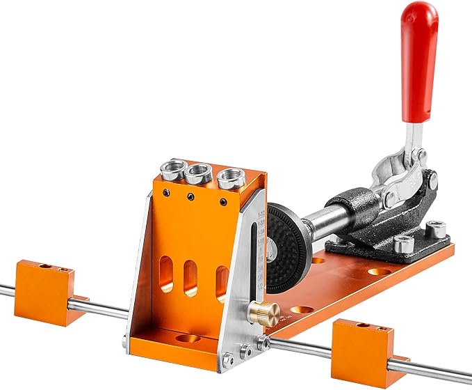 VEVOR 34 Pcs Pocket Hole Jig Kit, Adjustable Versatile Pocket Hole Jig with Toolbox,11" C-clamp, Fixture, Step Drills, Wrenches, Drill Stop Rings, Square Drive Bits-Gifts for Him