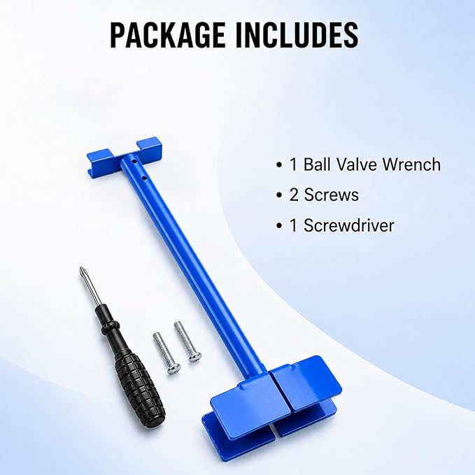 Fuzqq 27.7-Inch Ball Valve Wrench, Adjustable Shut-Off Ball Valve Tool and Water Valve Key, Heavy Duty Low Carbon Steel Valve Operating Tool for Hard-to-Reach Valves