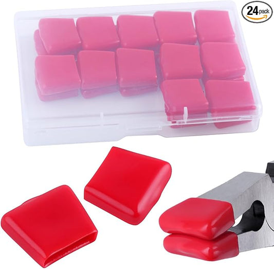 SPEEDWOX 24PCS Replacement Rubber Tips For 6-Inch Glass Running Pliers Rubber Tips for Glass Running Plier Curved Tip Running Pliers Replacement Tips Stained Glass Work Supplies and Tools, Red