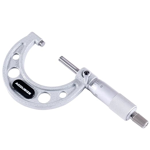 Accusize Industrial Tools 1-2 inch by 0.0001'' Ultra-Precision Outside Micrometer, Eg00-0002 | 1-2", Ultra-Precision, Carbide Tipped, M-Type, Resolution 0.0001", Ratchet Friction Thimble, Solid Storage Case
